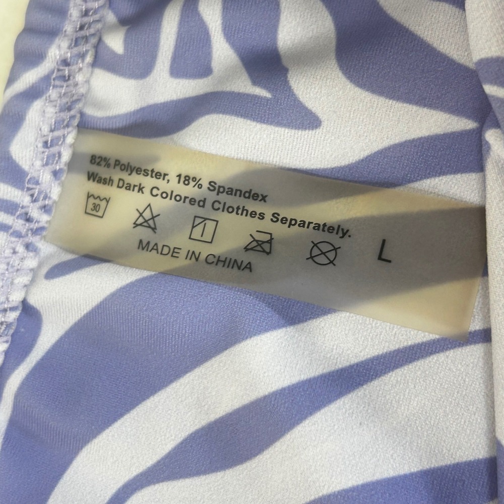 Purple Swirl Zebra Print Triangle String Bikini Swimsuit Set Women's Size L - Picture 3 of 7